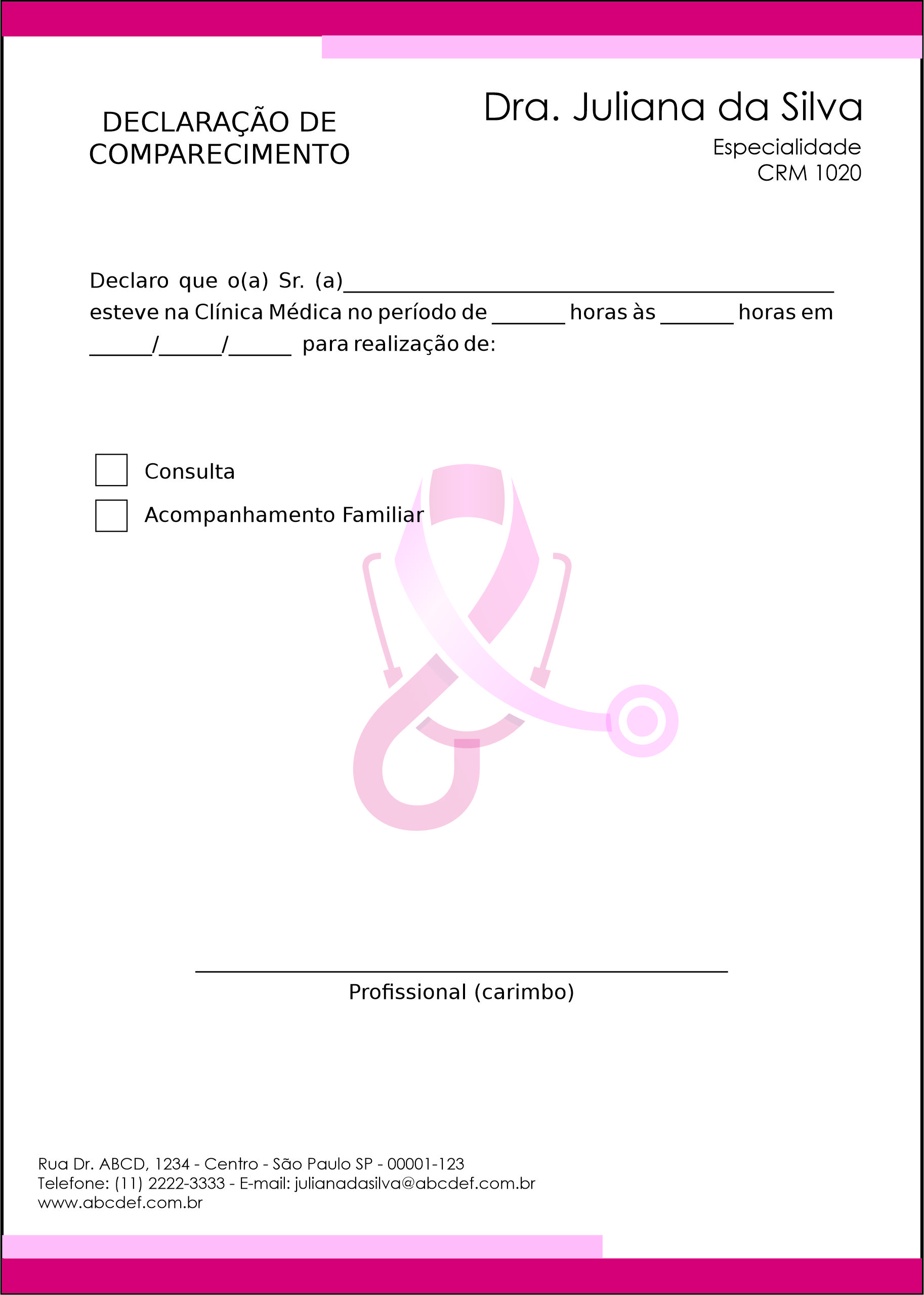 Declaração de Comparecimento Oncologia Osaka