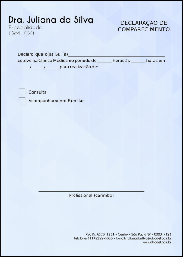 Declaração de Comparecimento Oncologia Kyoto Declaração de Comparecimento Oncologia Kyoto