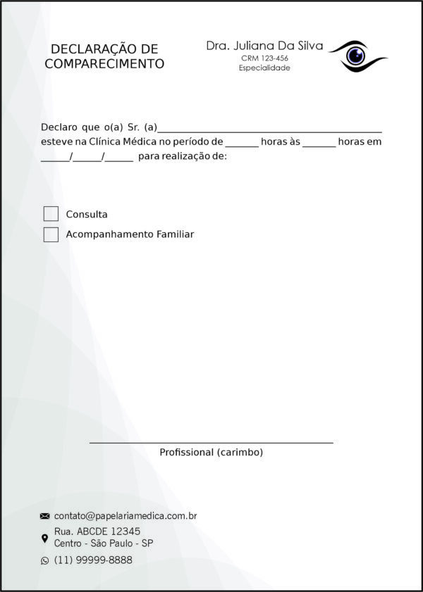 Declaração de Comparecimento Oftalmologia Estocolmo Declaração de Comparecimento Oftalmologia Estocolmo
