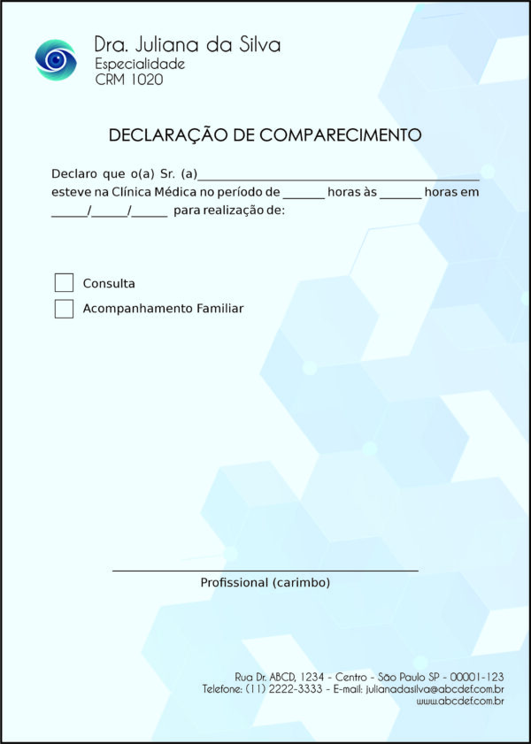 Declaração de Comparecimento Oftalmologia Visby Declaração de Comparecimento Oftalmologia Visby