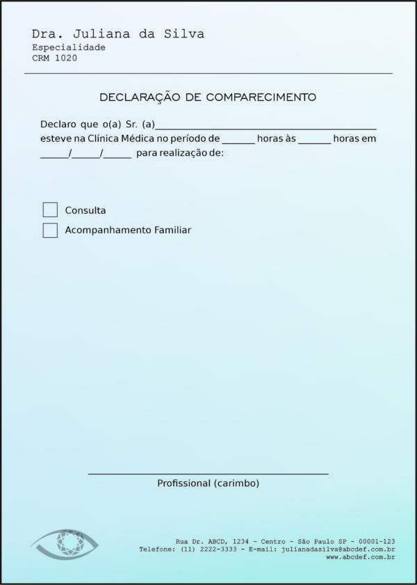 Declaração de Comparecimento Oftalmologia Kiruna Declaração de Comparecimento Oftalmologia Kiruna