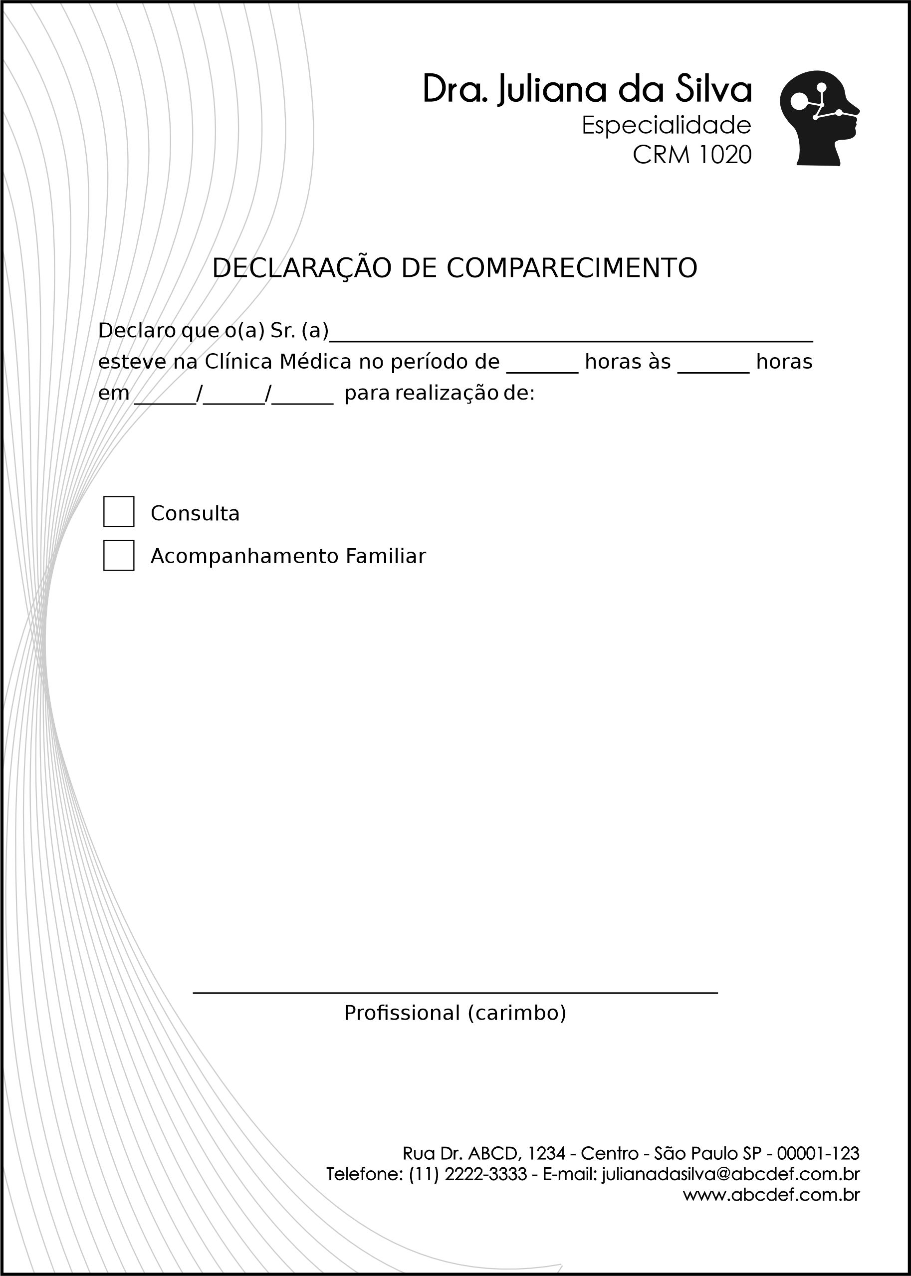 Declaração de Comparecimento Otorrinolaringologia Valencia