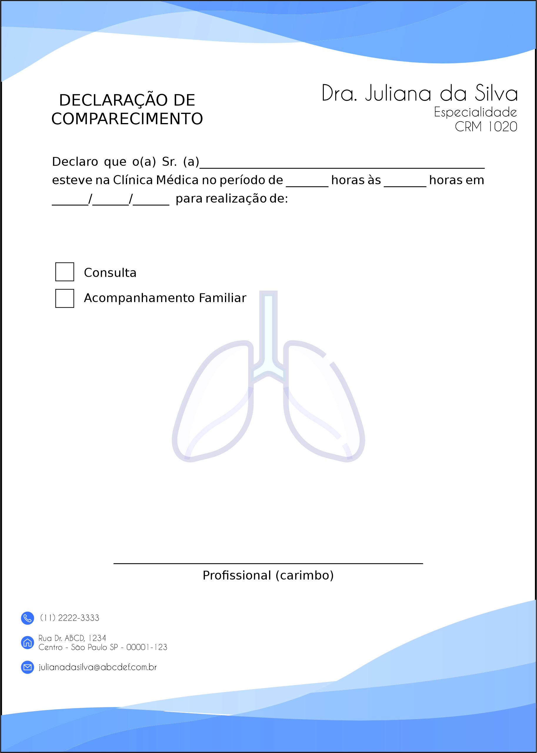 Declaração de Comparecimento Pneumologia Horsens