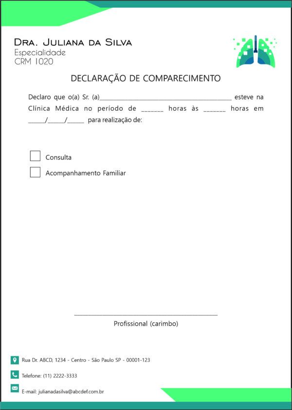 Declaração de Comparecimento Pneumologia Vodskov Declaração de Comparecimento Pneumologia Vodskov