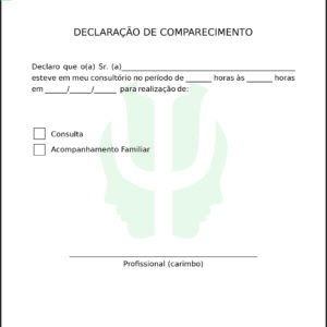 Declaração de Comparecimento Psicológico Colônia