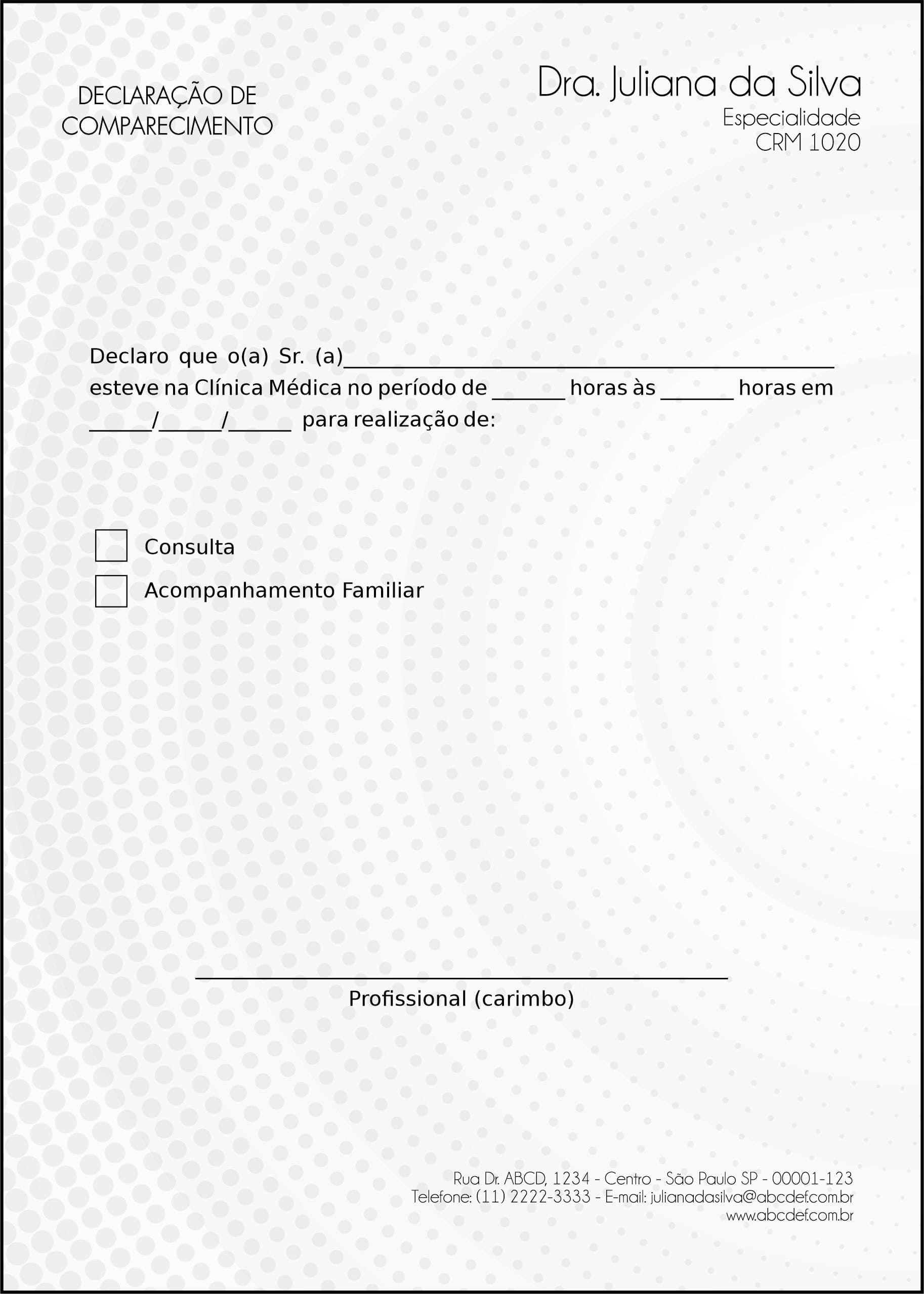 Declaração de Comparecimento Otorrinolaringologista Seville