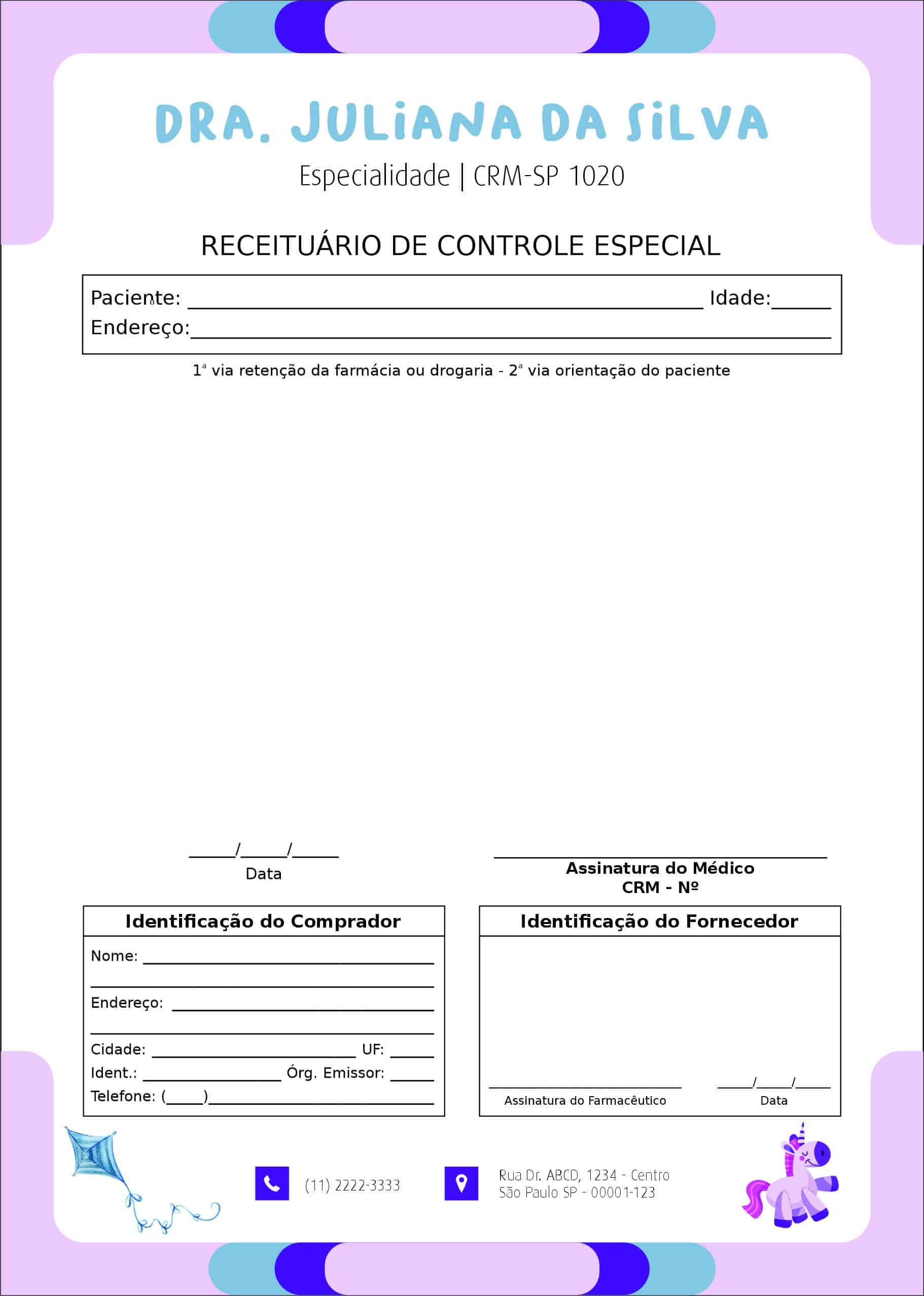 Receituário de Controle Especial Pediatra Lódz
