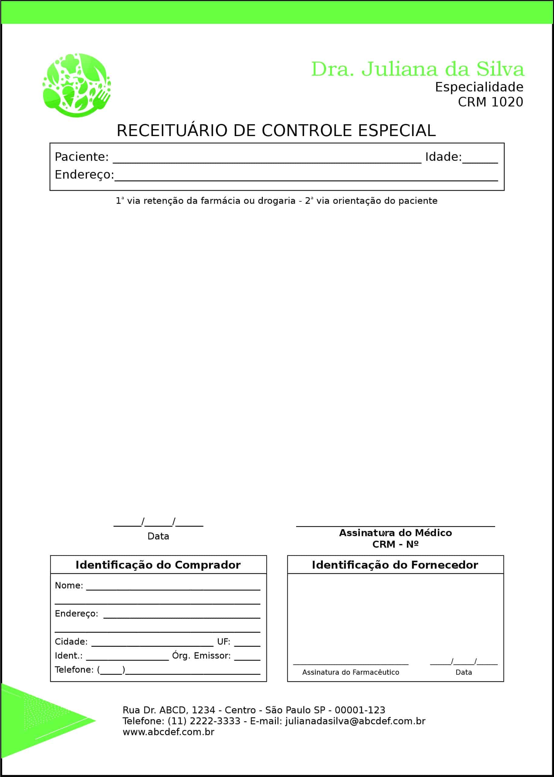 Receituário de Controle Especial Endocrinologia Quebec