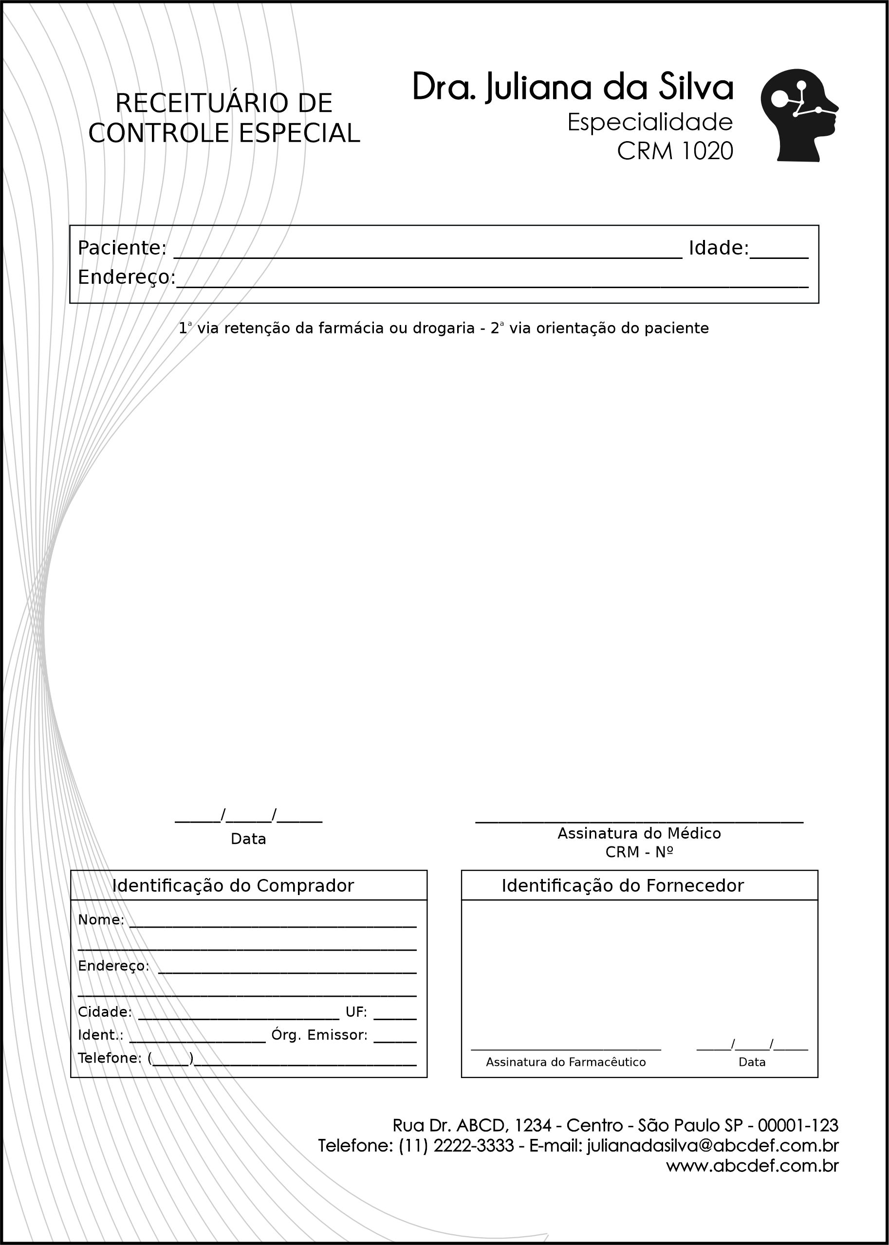 Receituário de Controle Especial Otorrinolaringologia Valencia