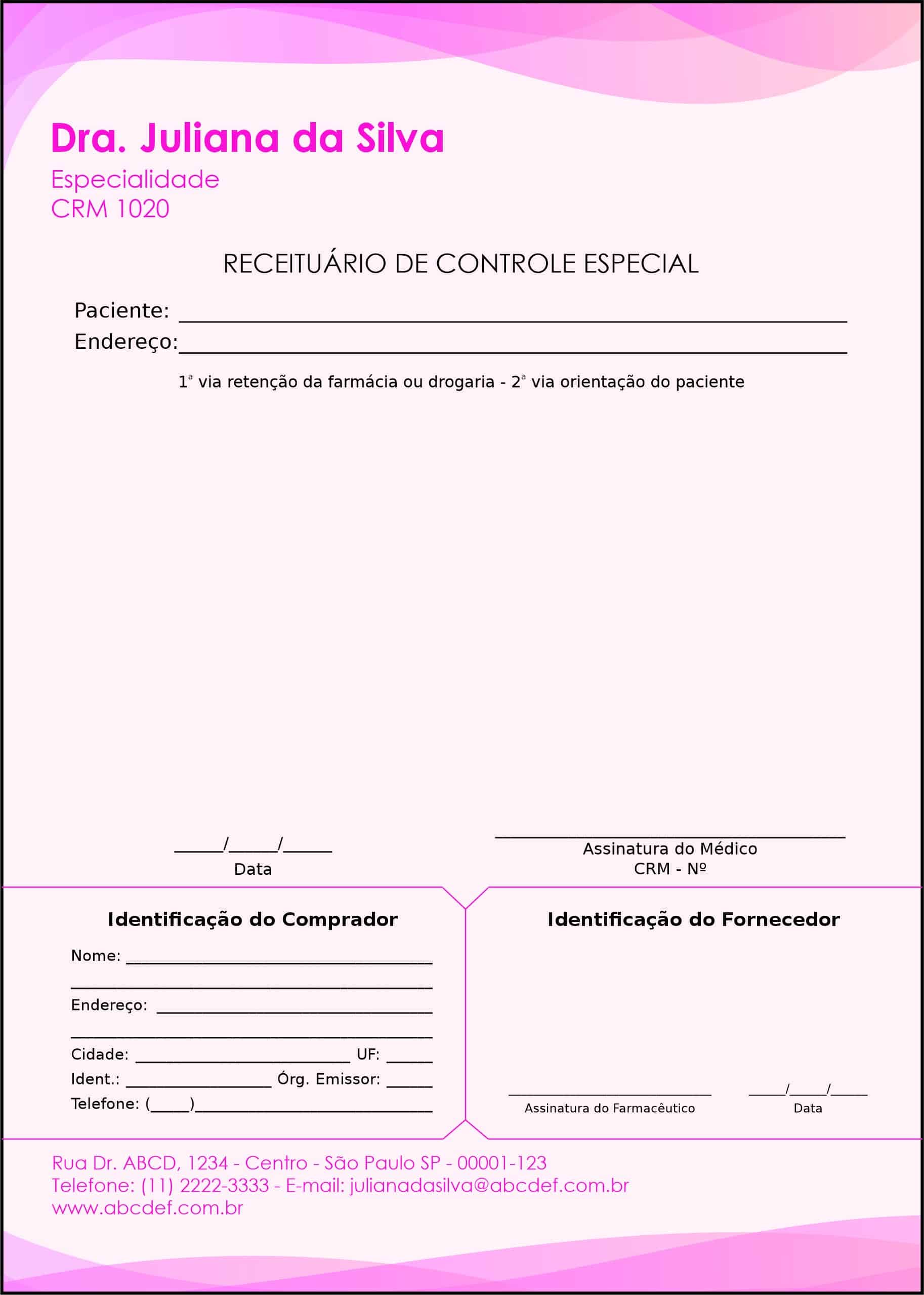 Receituário de Controle Especial Ginecologia Miami