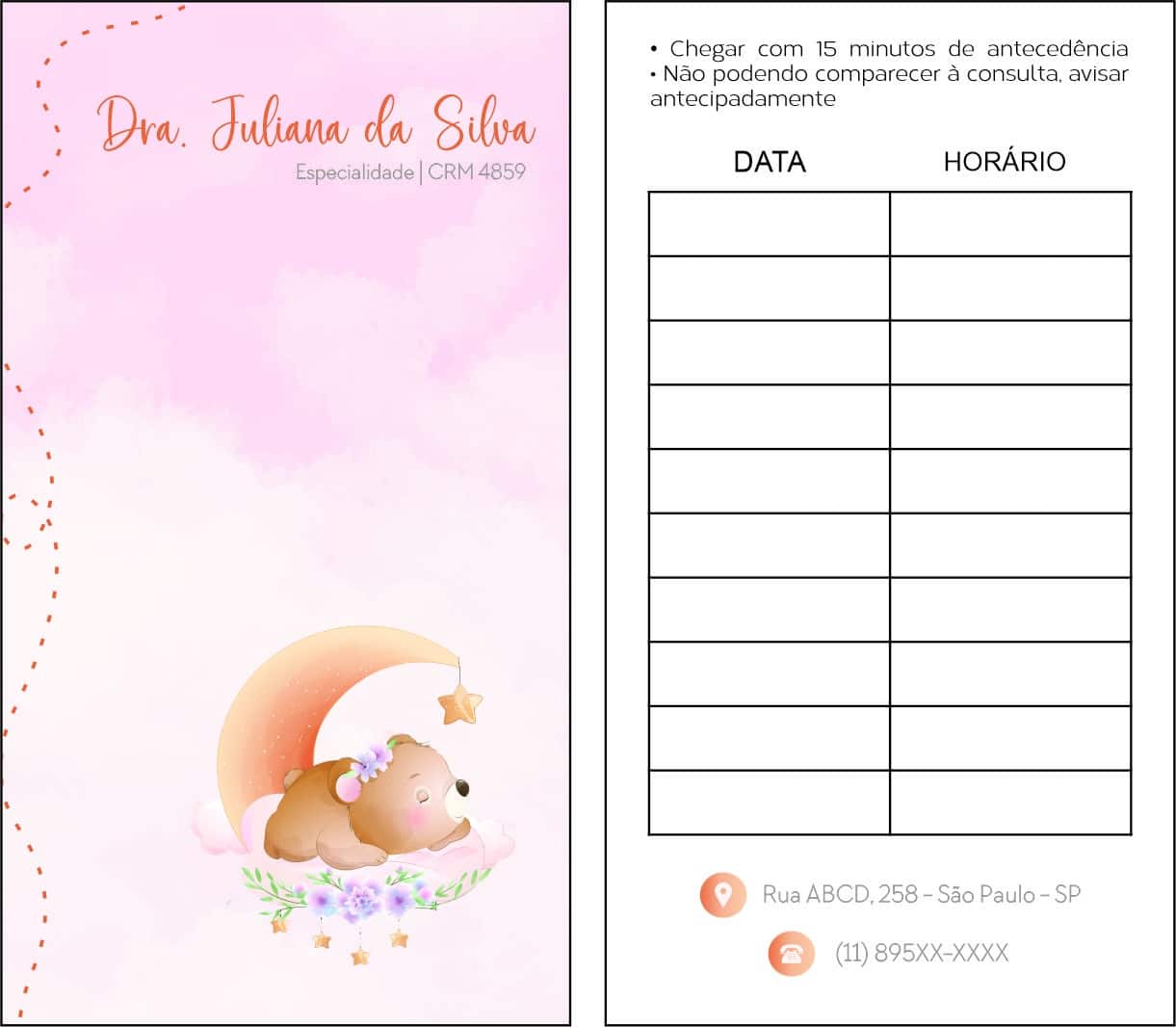 Cartão de Agendamento Pediatra Poznan