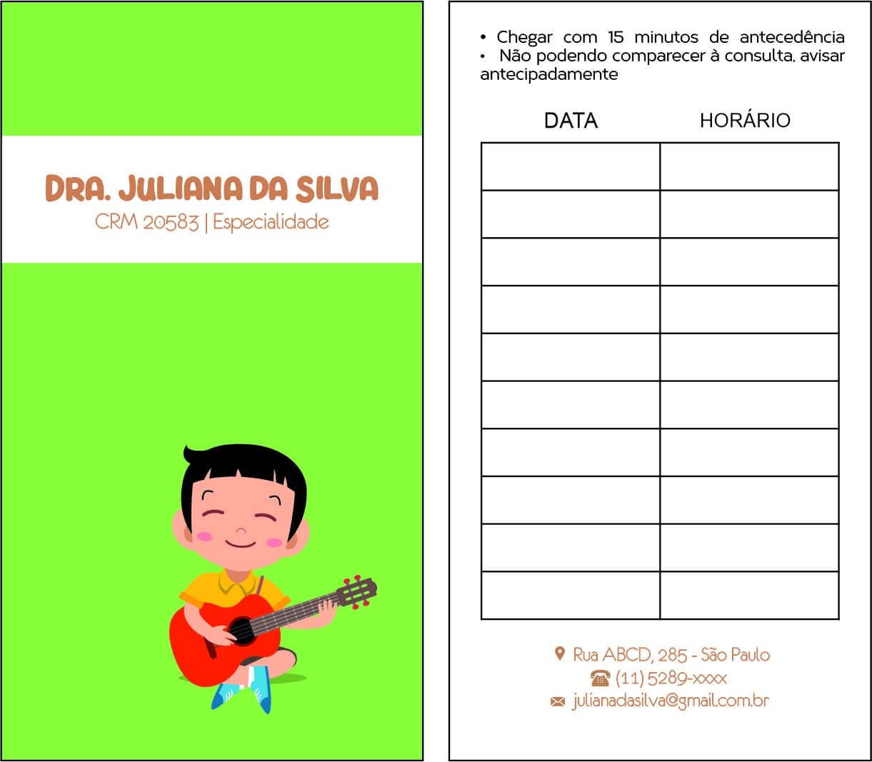 Cartão de Agendamento Pediatra Elblag