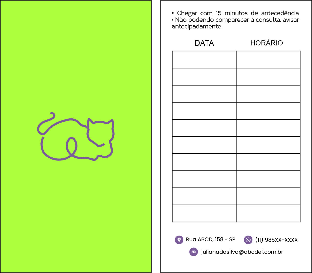 Cartão de Agendamento Veterinário Liezen