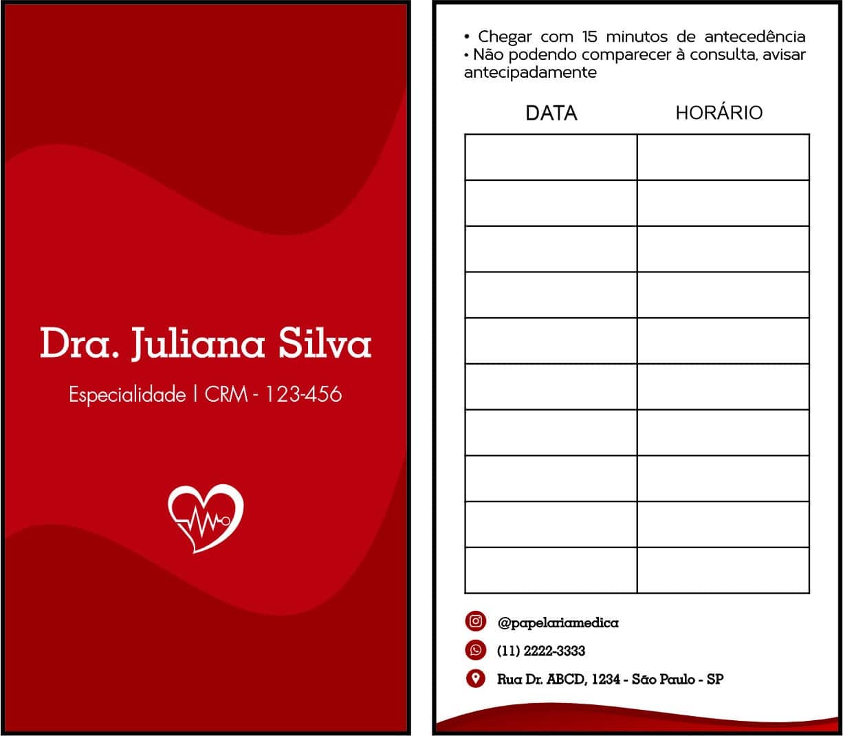 Cartão de Agendamento Cardiologista Wessem
