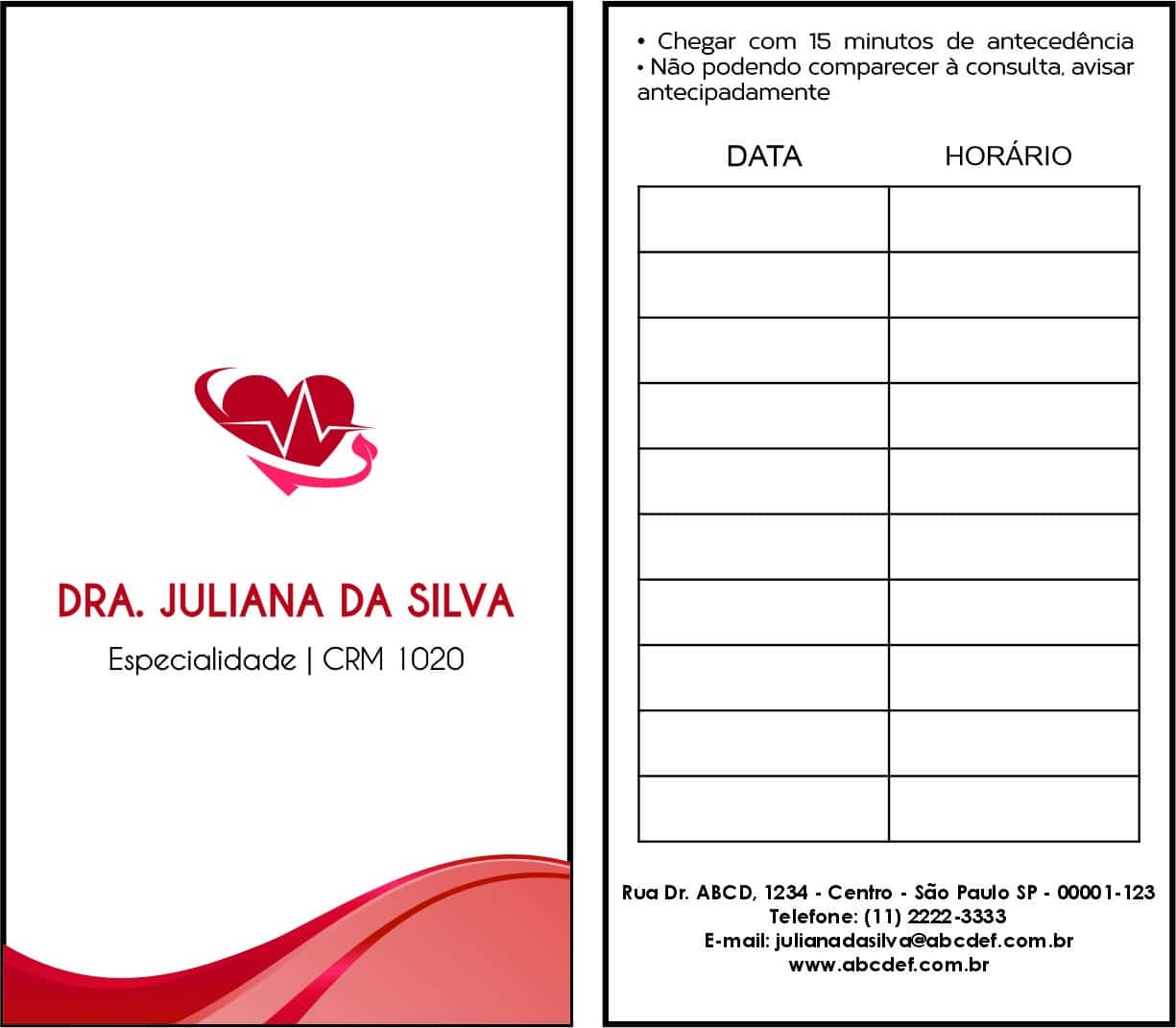 Cartão de Agendamento Cardiologista Gouda
