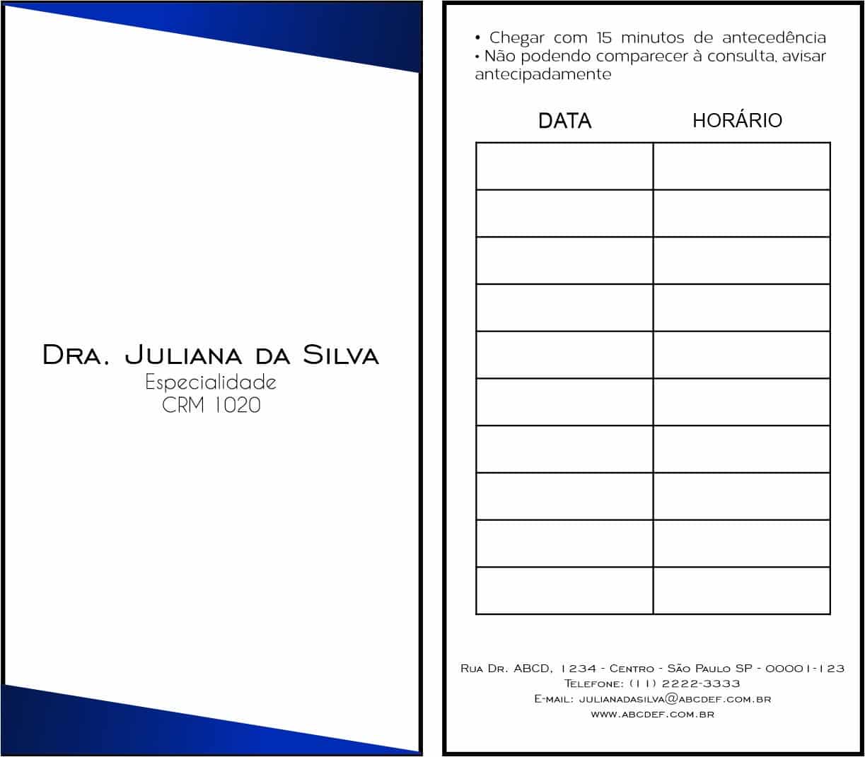 Cartão de Agendamento Clínica Geral Latópolis