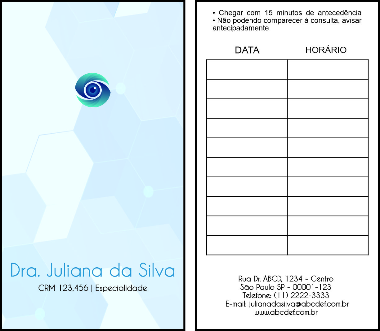 Cartão de Agendamento Oftalmologia Visby