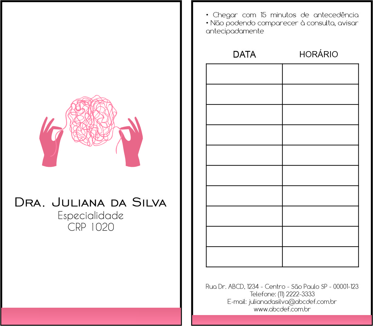 Cartão de Agendamento Psicológico Dresden