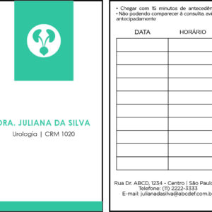 Cartão de Agendamento Urologia Lisboa