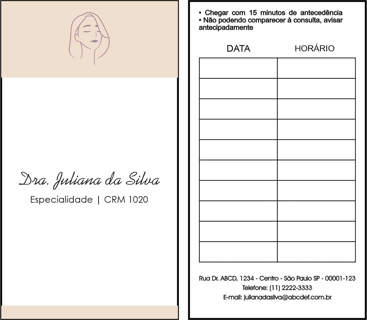 Cartão de Agendamento Dermatologista Leeds