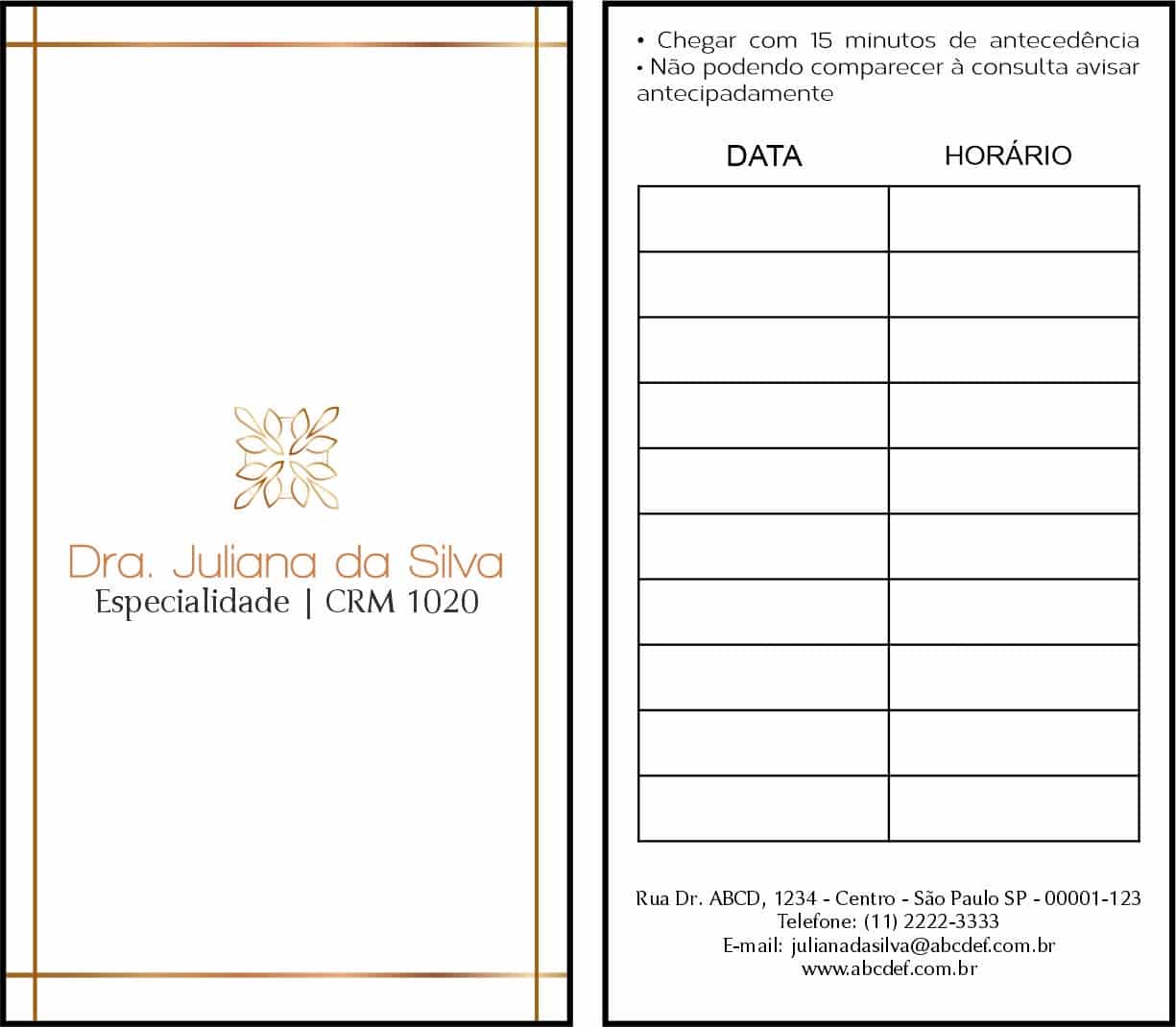 Cartão de Agendamento Dermatologista Chester