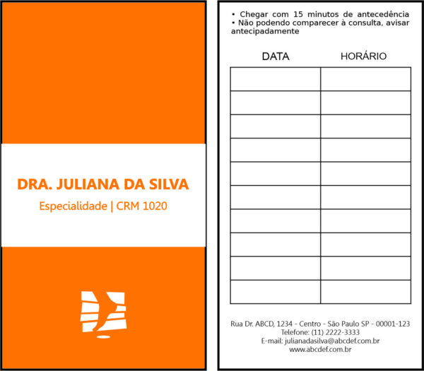 Cartão de Agendamento Ortopedia Lárissa Cartão de Agendamento Ortopedia Lárissa