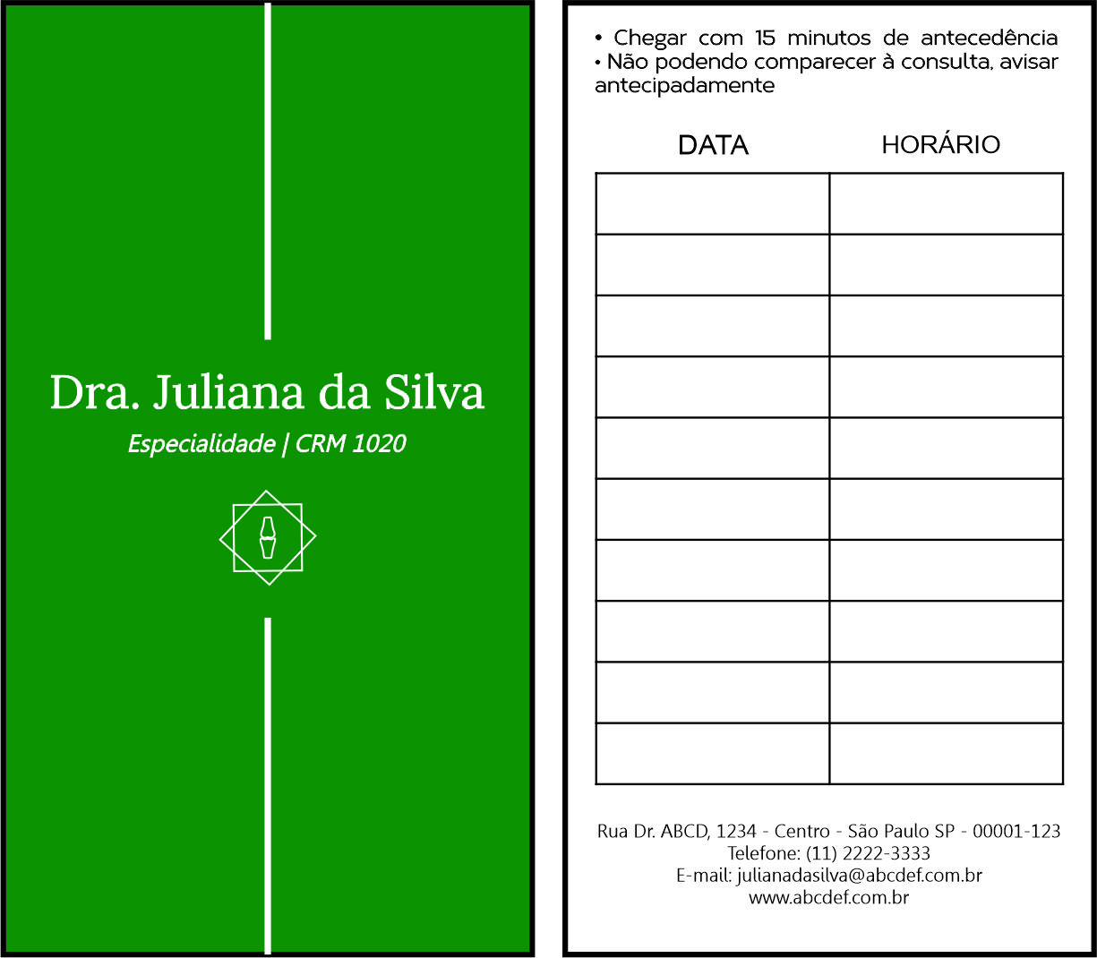 Cartão de Agendamento Ortopedia Tessalônica