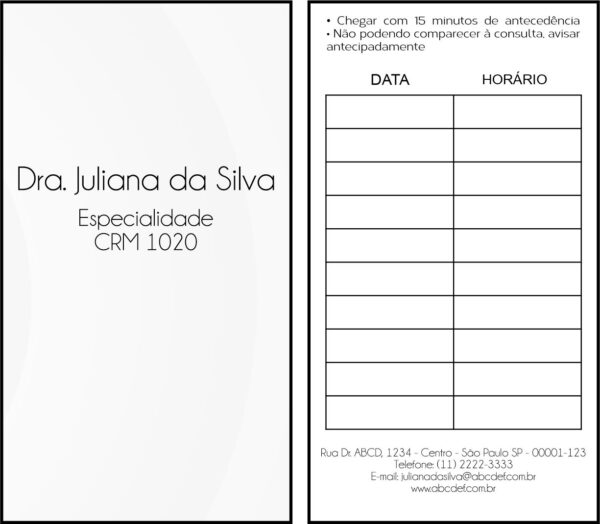 Cartão de Agendamento Otorrinolaringologista Seville Cartão de Agendamento Otorrinolaringologista Seville