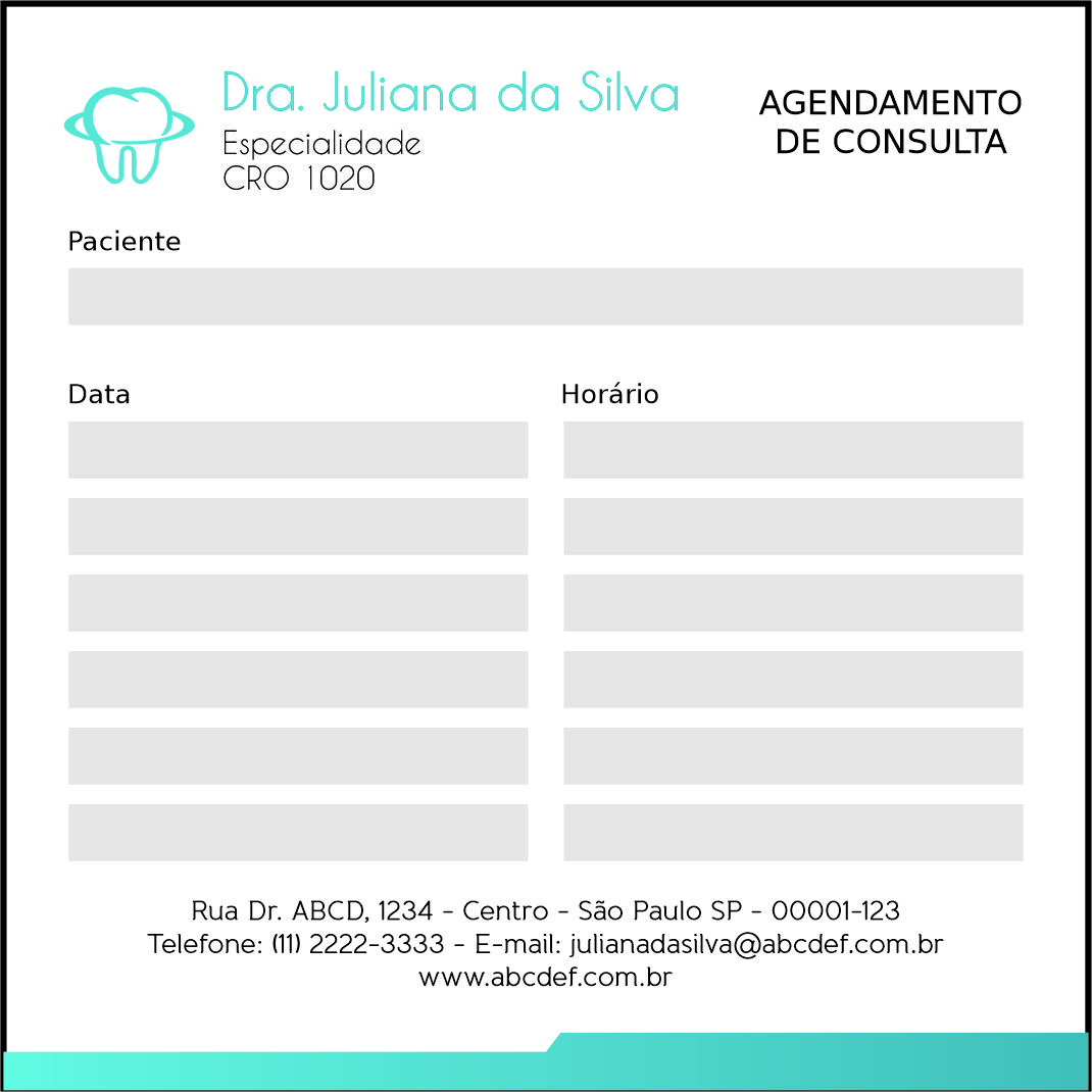 Bloco de Agendamento de Consulta Odontologia Lille