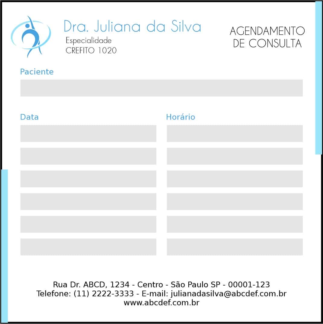 Bloco de Agendamento de Consulta Fisioterapia Tripoli