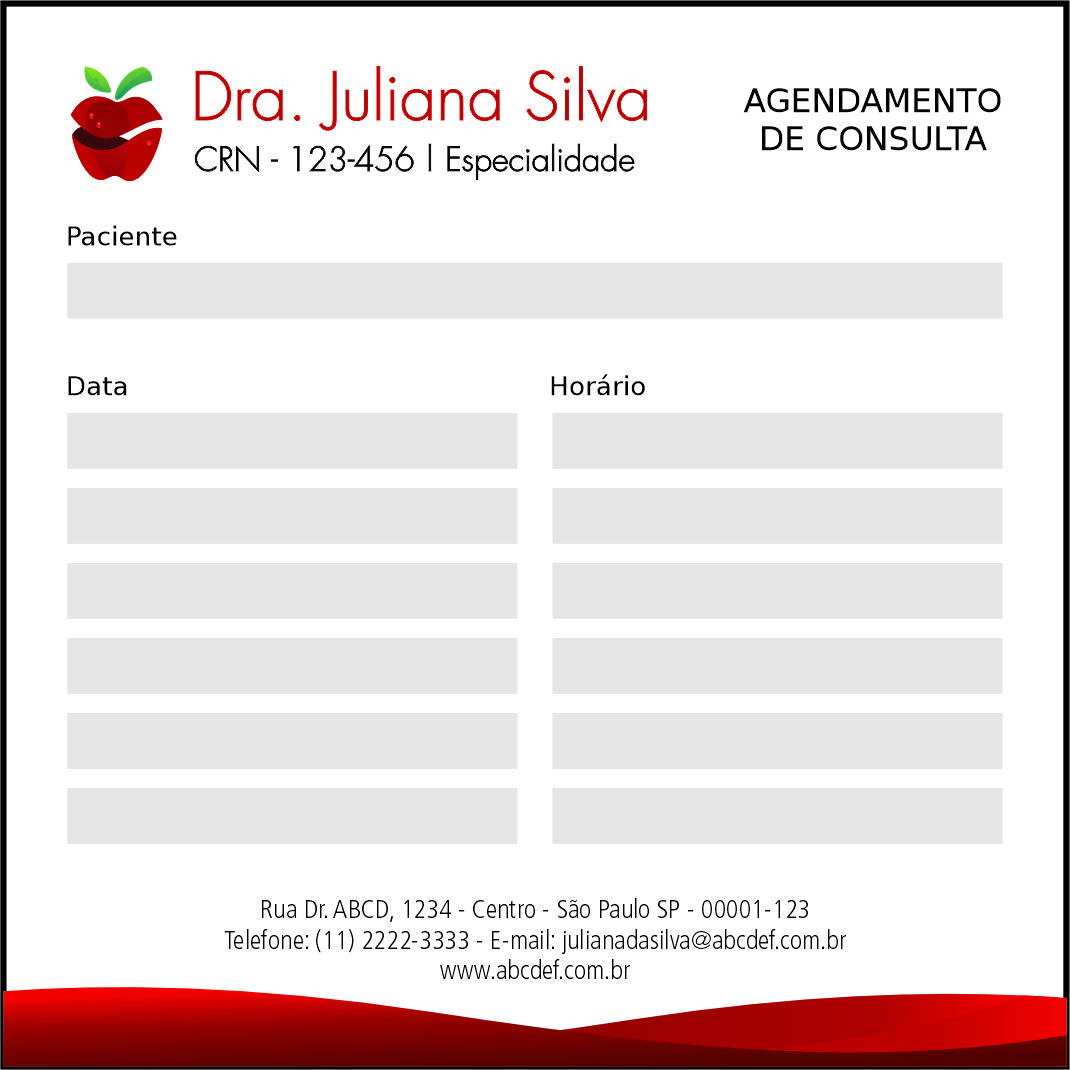 Bloco de Agendamento de Consulta Nutricionista Rosário