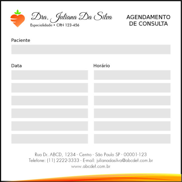 Bloco de Agendamento de Consulta Nutricionista Santa Fé Bloco de Agendamento de Consulta Nutricionista Santa Fé