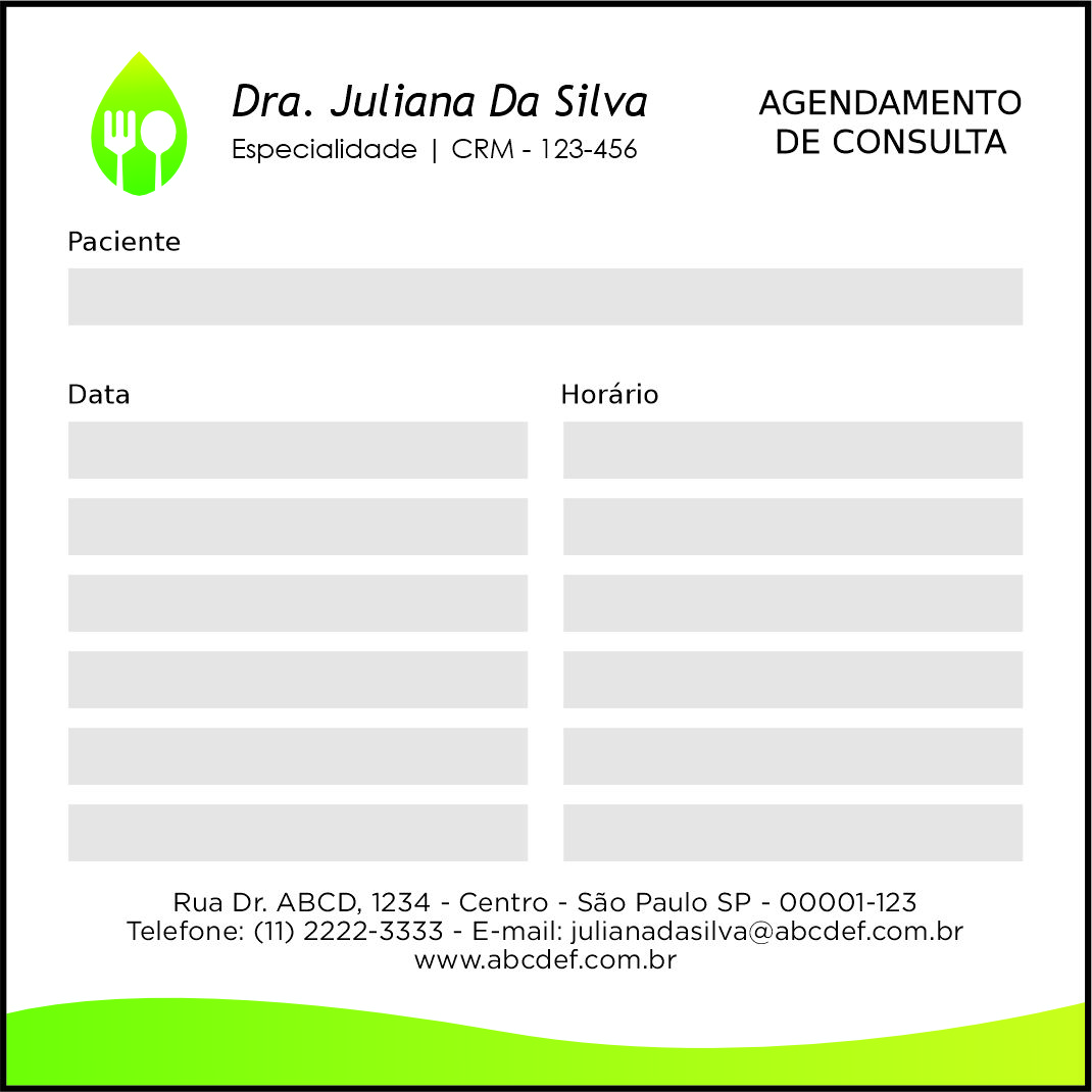 Bloco de Agendamento de Consulta Nutricionista Buenos Aires