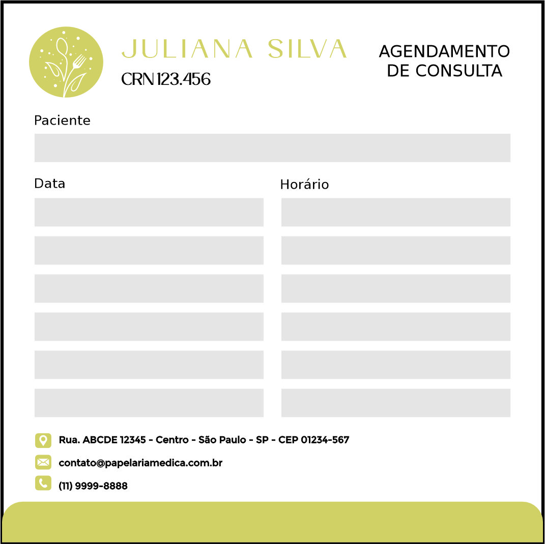 Bloco de Agendamento de Consulta Nutricionista Salta