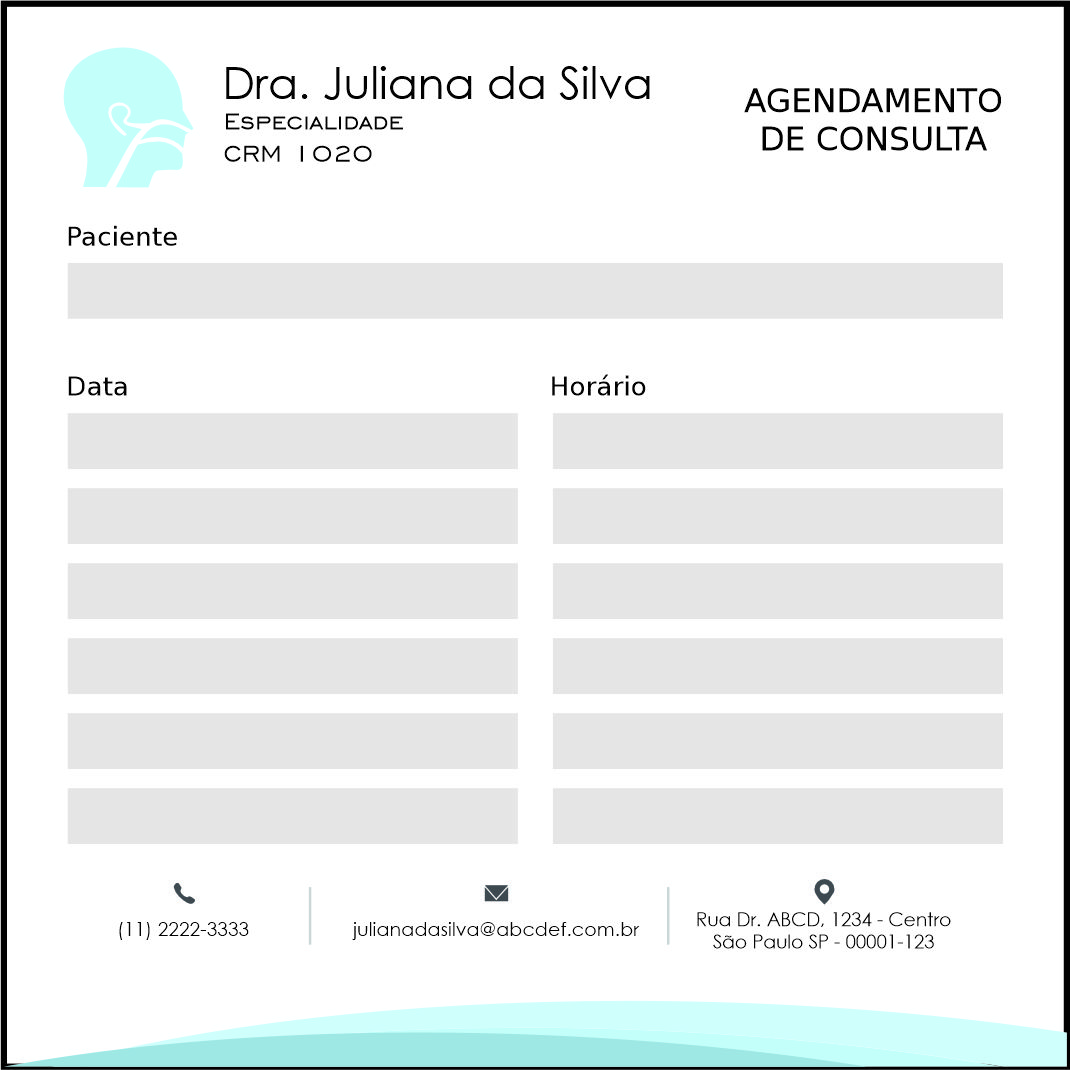 Bloco de Agendamento de Consulta Otorrinolaringologia Madrid
