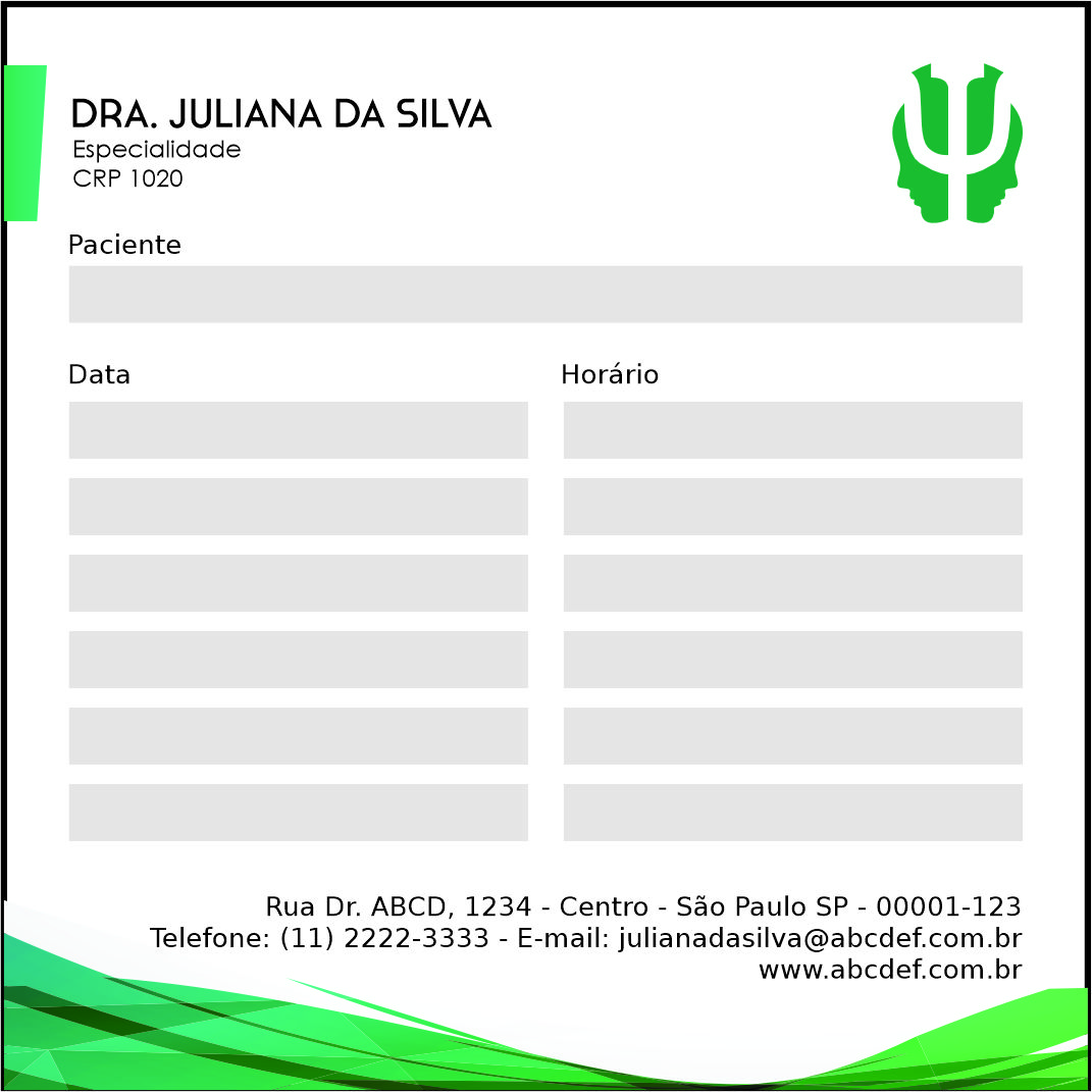 Bloco de Agendamento de Consulta Psicológico Colônia