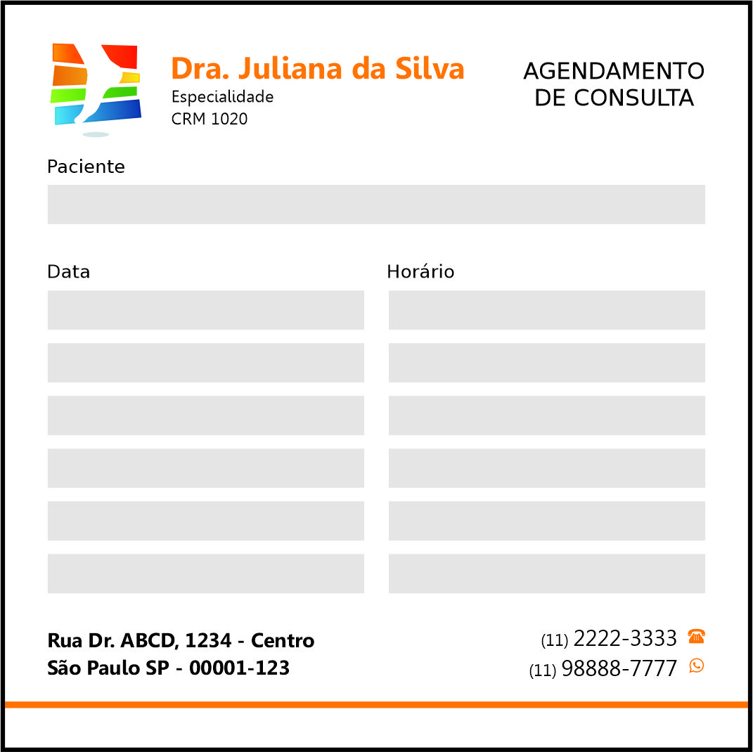 Bloco de Agendamento de Consulta Ortopedia Lárissa
