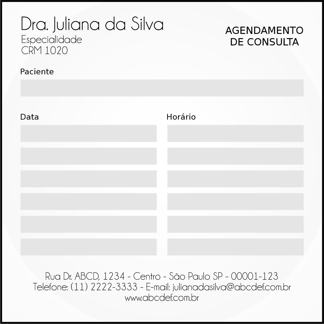 Bloco de Agendamento de Consulta Otorrinolaringologista Seville