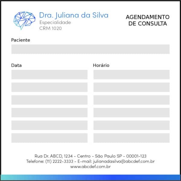 Bloco de Agendamento de Consulta Psiquiatra e Neurologista Florence