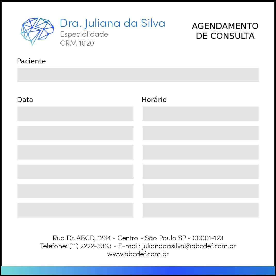 Bloco de Agendamento de Consulta Psiquiatra e Neurologista Florence