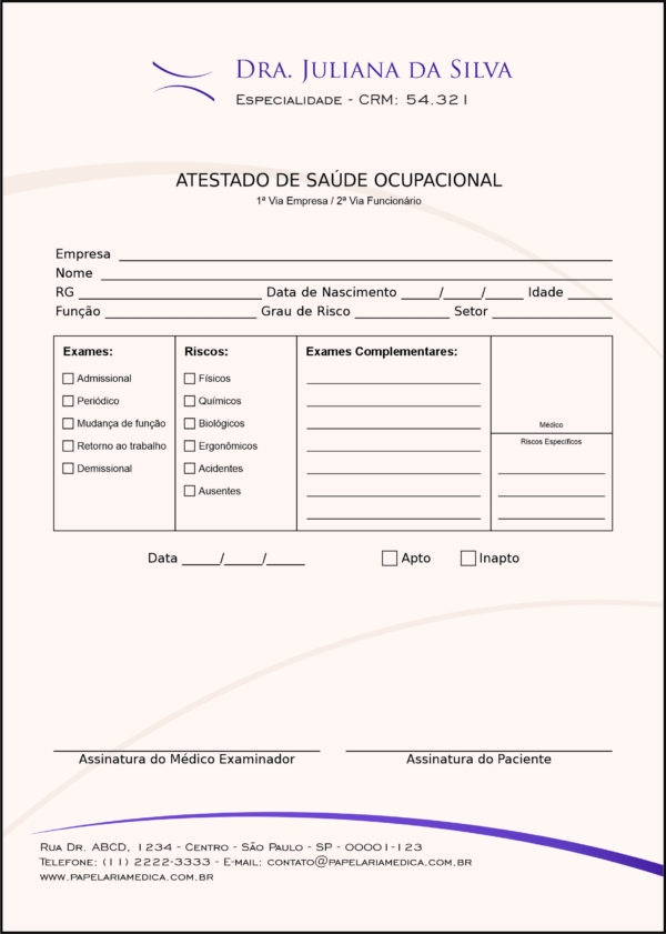 Atestado de Saúde Ocupacional (ASO) Clean Purple Atestado de Saúde Ocupacional (ASO) Clean Purple