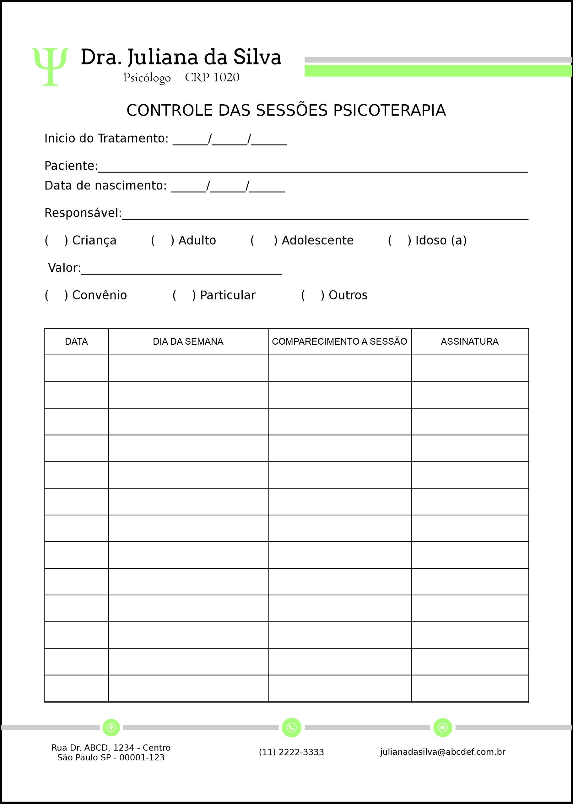 Controle de Sessão Psicoterapia Frankfurt