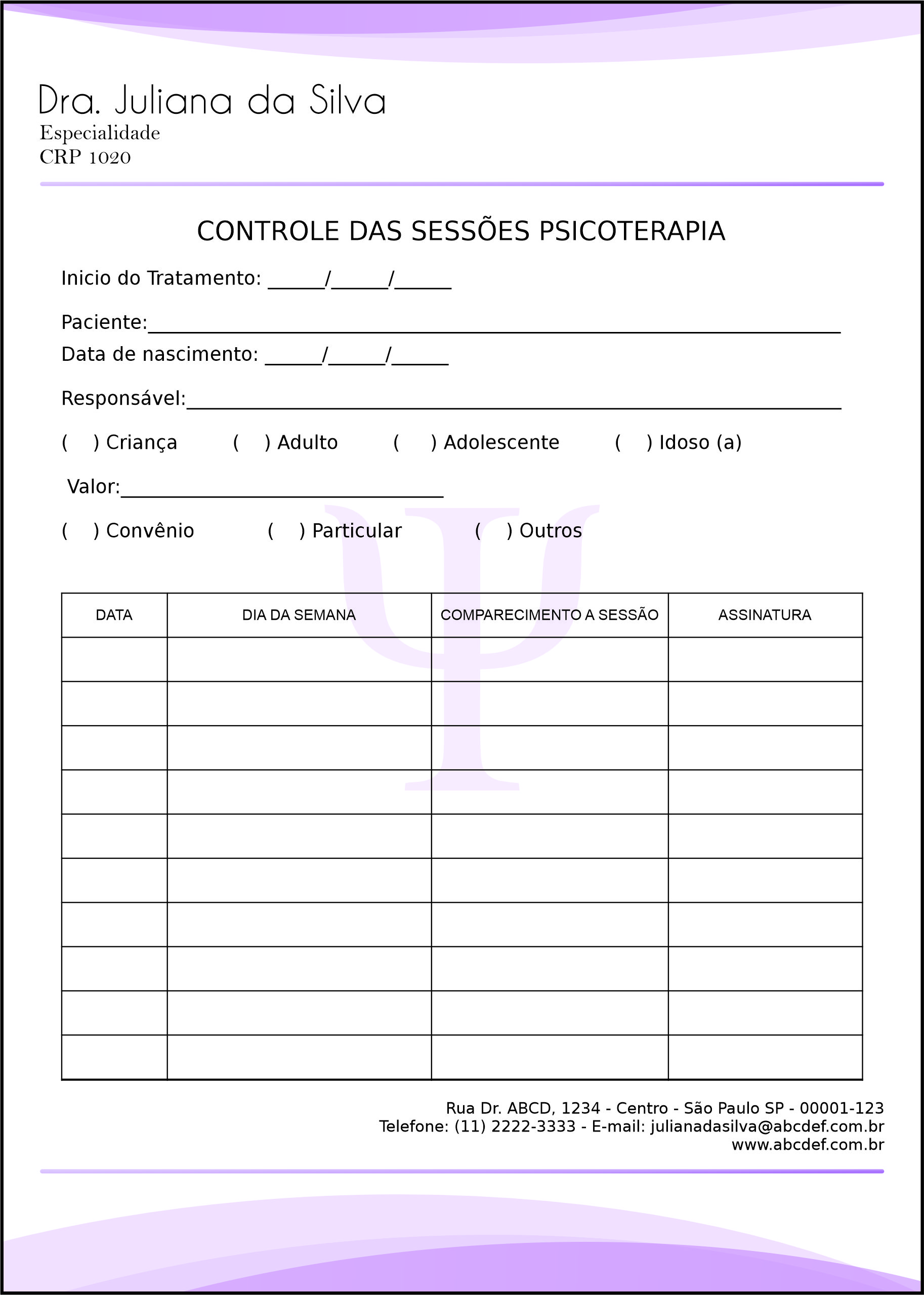 Controle de Sessão Psicoterapia Heidelberg