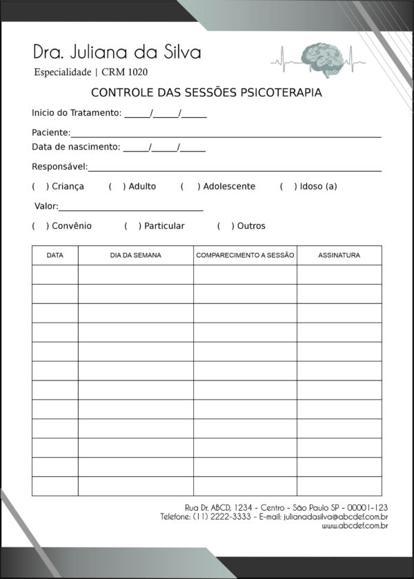 Controle de Sessão Psicoterapia Kiel Controle de Sessão Psicoterapia Kiel