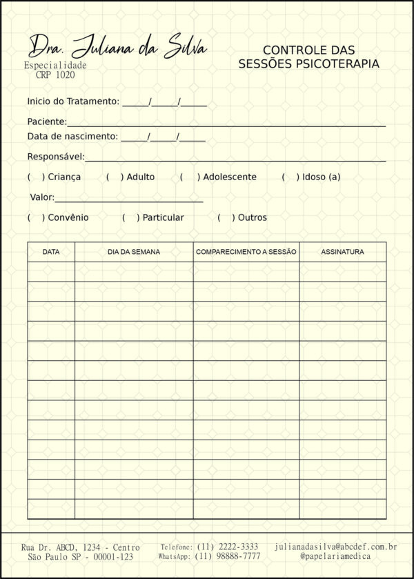 Controle de Sessão Psicoterapia Munique Controle de Sessão Psicoterapia Munique