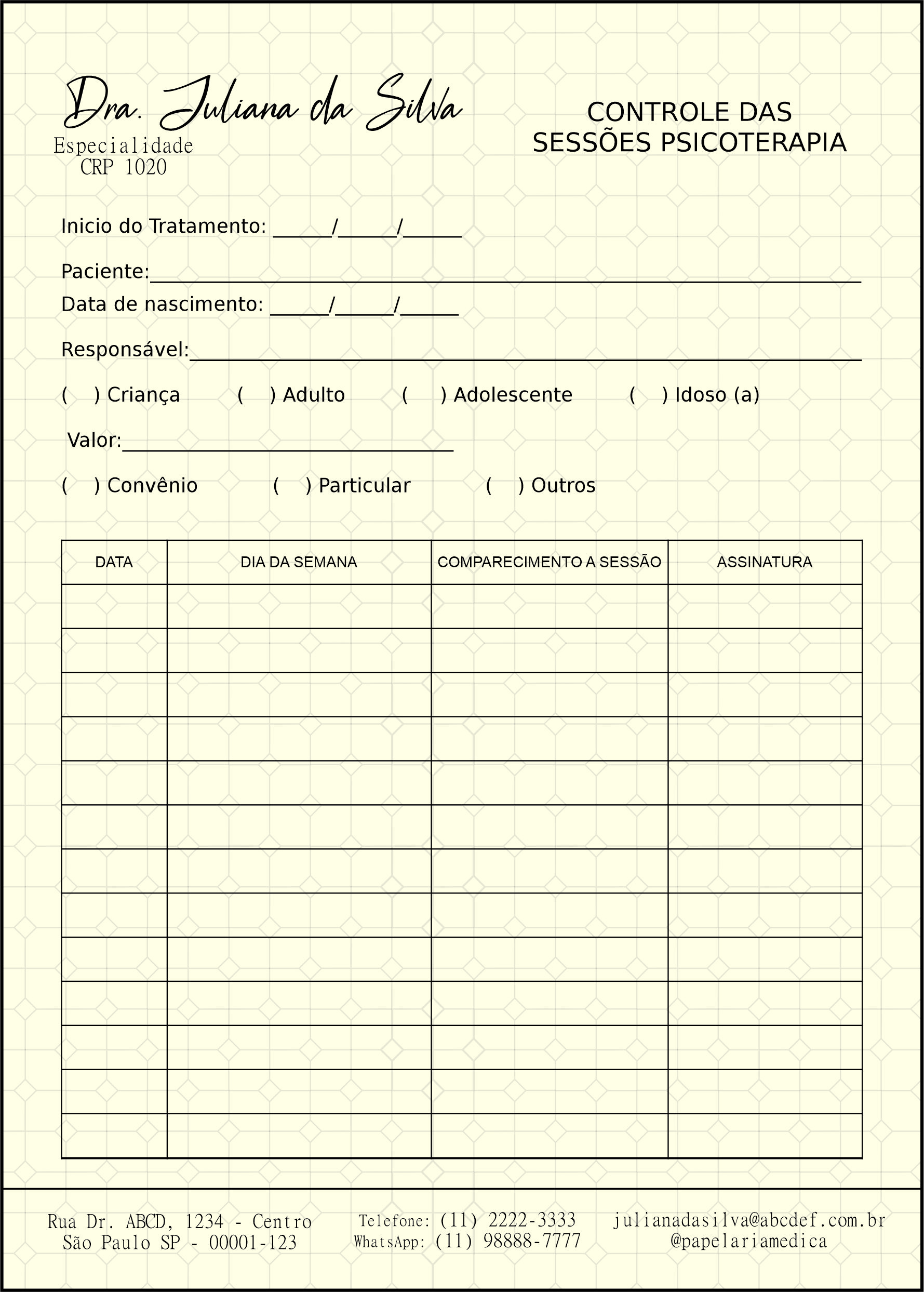 Controle de Sessão Psicoterapia Munique