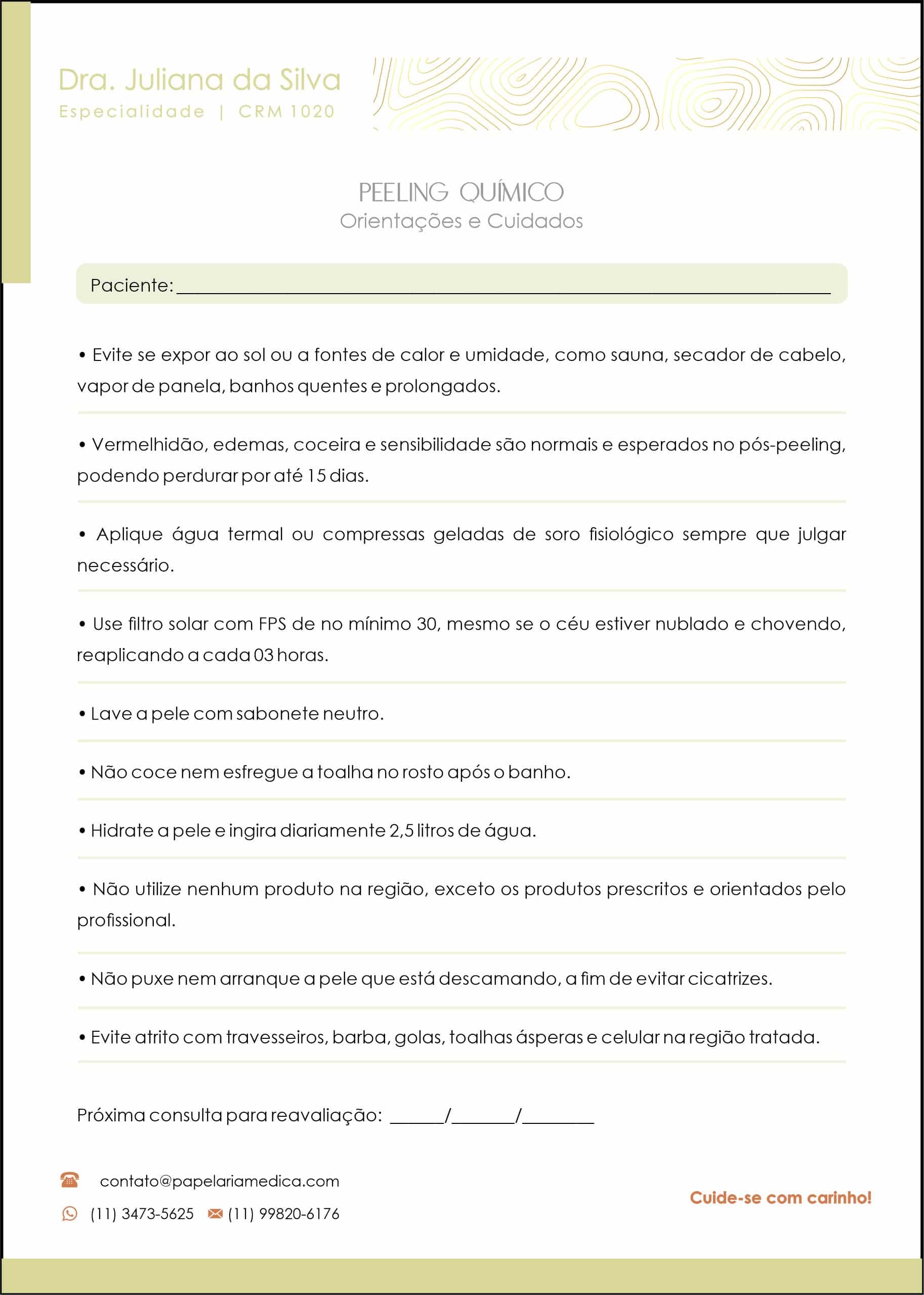 Peeling Químico Orientações e Cuidados A4