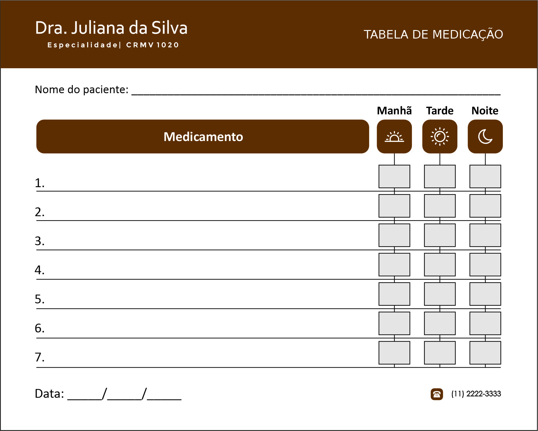 Tabela de Medicação Veterinário Kufstein