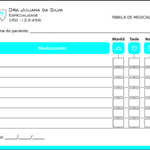 Tabela de Medicação Odontologia Rennes