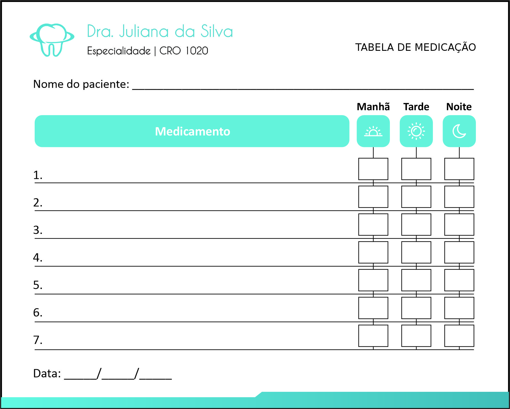 Tabela de Medicação Odontologia Lille